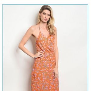 Orange and pink maxi dress